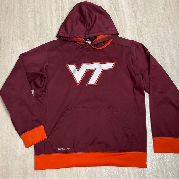 VT Virginia Tech sweatshirt Nike medium maroon and orange - Picture 1 of 12